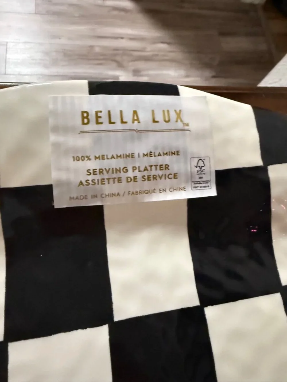 Bella Lux Black White Checkered Oval Melamine Serving Platter Childs Inspired 18